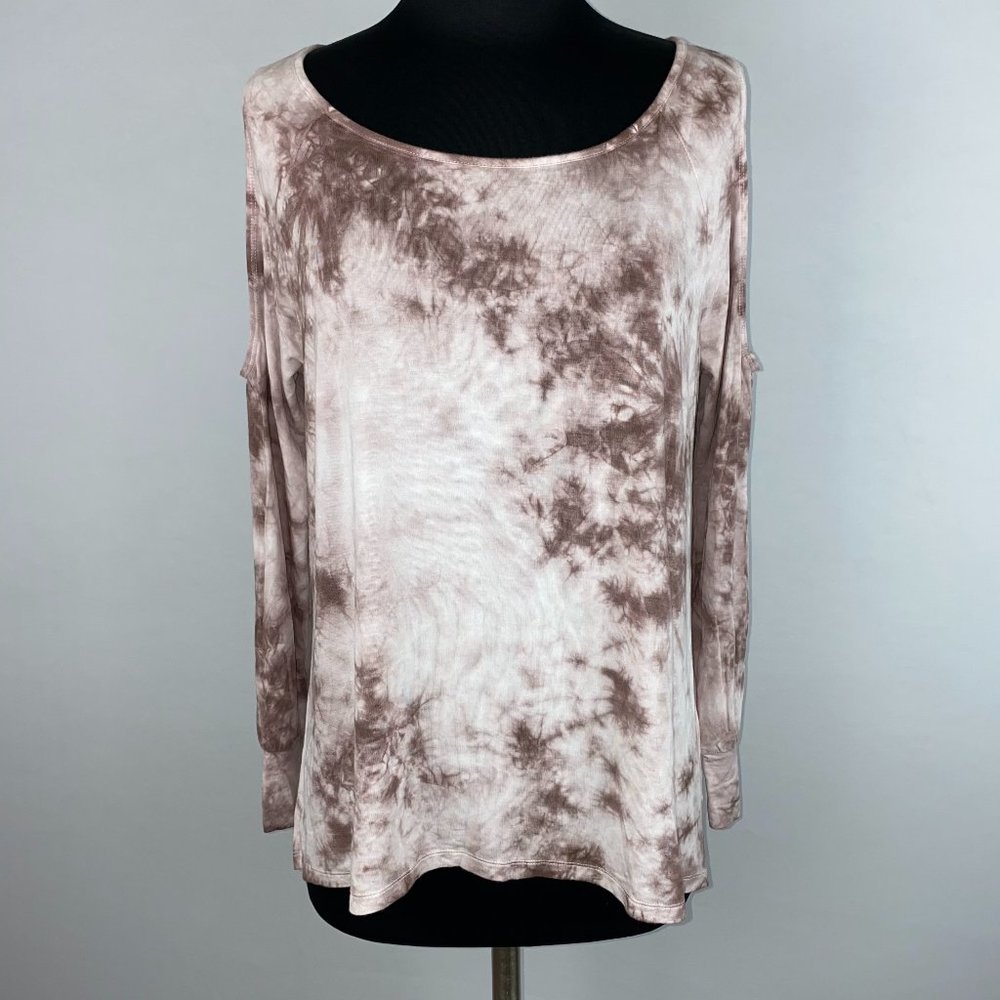 Soft & Sexy AEO M Tie Dye Cold Shoulder LS Top - Picture 2 of 12